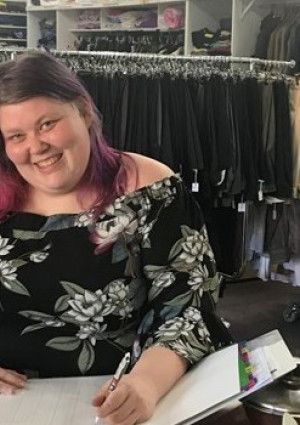 A lady smiling