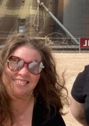 Two women smiling
